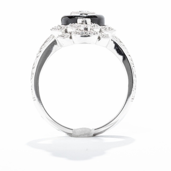 Gabriel & Co 14K White Gold Diamond & Onyx Fashion - Picture 2 of 3